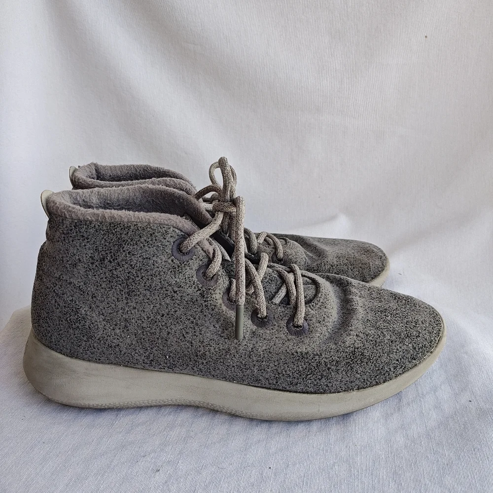 Allbirds Wool Runner-up Mizzles Gray Mens Wool Hightop Sneaker 12 Lace Up Casual